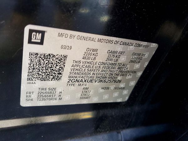 2019 CHEVROLET EQUINOX LT (1LT) — VINS