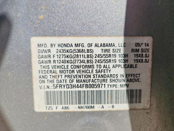 2015 ACURA MDX Tech — VINS
