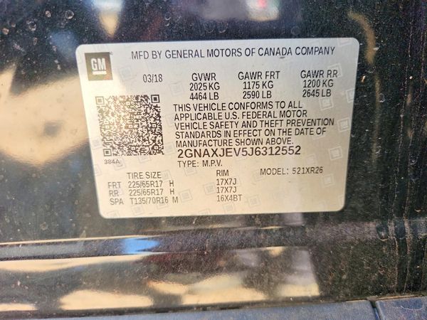 2018 CHEVROLET EQUINOX LT (1LT) — VINS