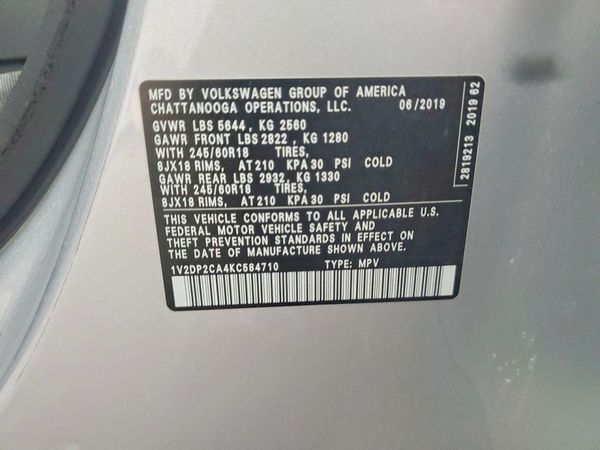 2019 VOLKSWAGEN ATLAS SE