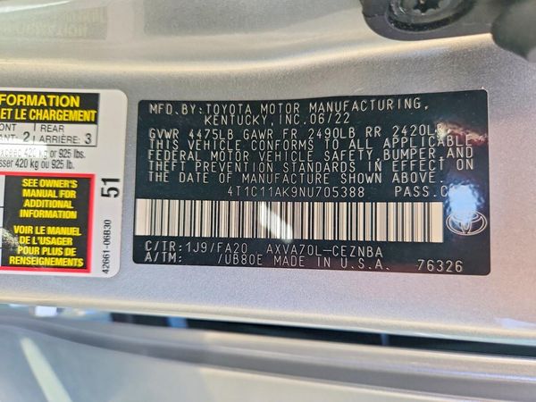 2022 TOYOTA CAMRY LE
