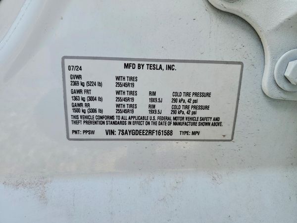 2024 TESLA MODEL Y — VINS