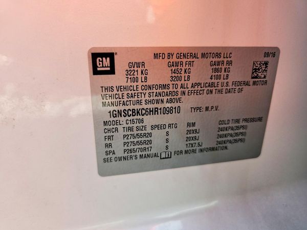 2017 CHEVROLET TAHOE LT — VINS