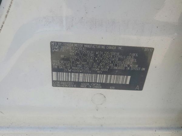 2012 TOYOTA RAV4 Sports — VINS