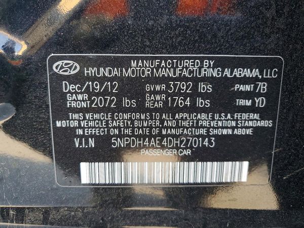 2013 HYUNDAI ELANTRA — VINS
