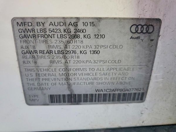 2016 AUDI Q5 — VINS