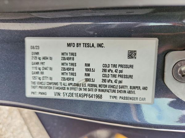2023 TESLA MODEL 3 — VINS