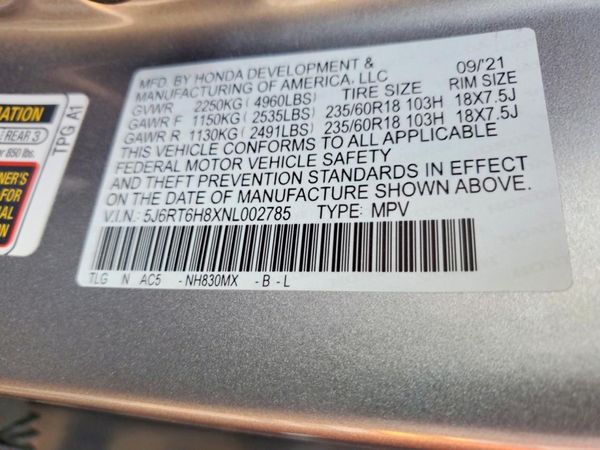 2022 HONDA CRV EX-L — VINS
