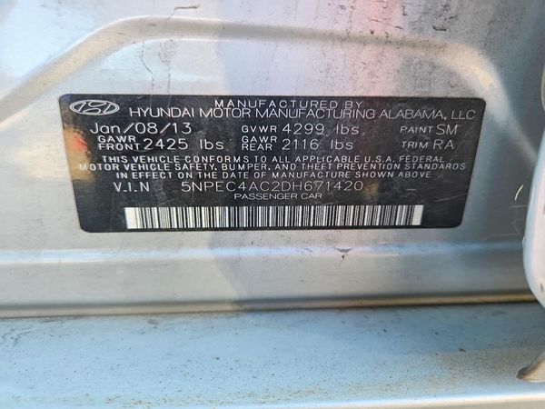 2013 HYUNDAI SONATA — VINS