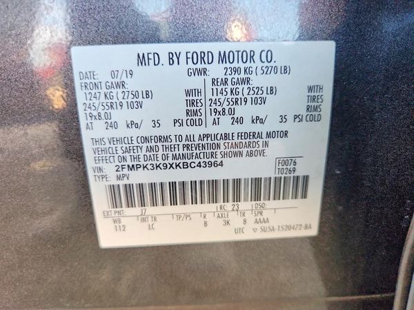 2019 FORD EDGE Titanium — VINS