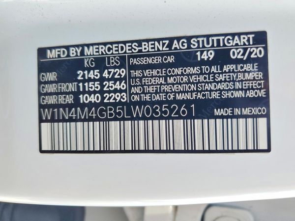 2020 MERCEDES-BENZ GLB — VINS