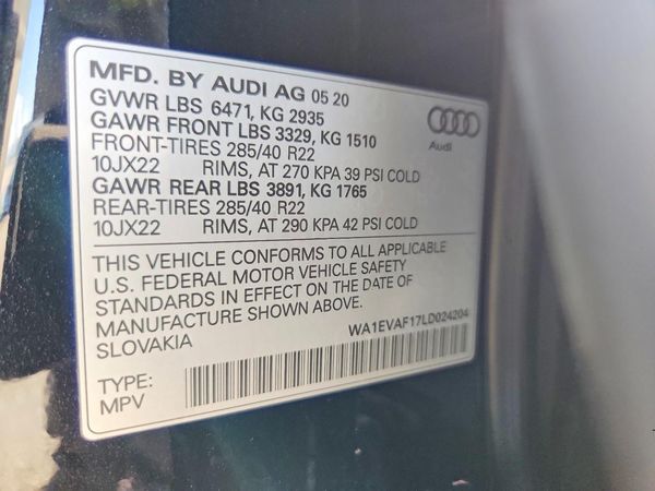 2020 AUDI Q8 — VINS