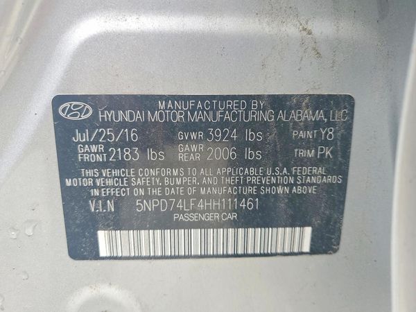 2017 HYUNDAI ELANTRA SE Base — VINS