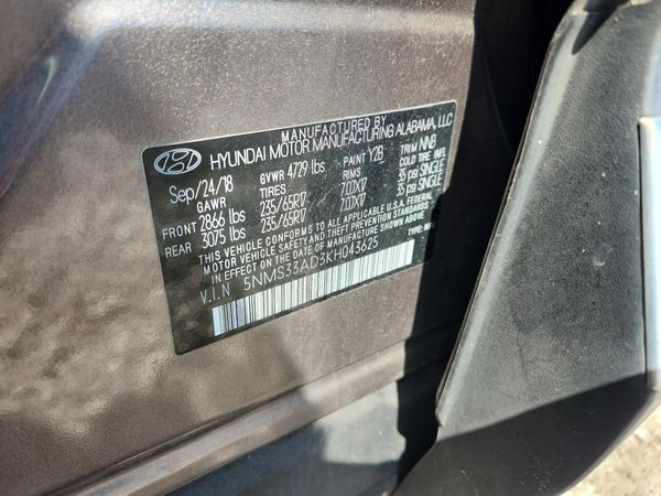 2019 HYUNDAI SANTA FE SEL, SEL Plus — VINS