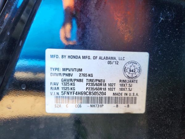 2012 HONDA PILOT EX-L with RES