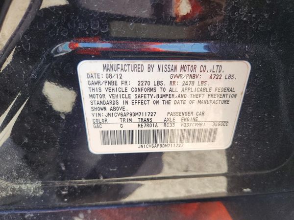 2013 INFINITI G37 — VINS