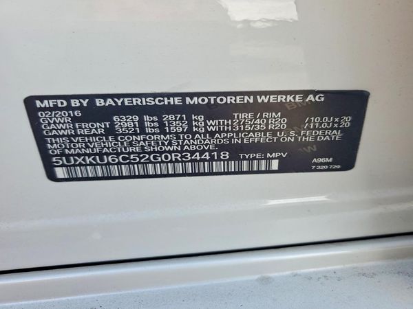 2016 BMW X6 xDrive50i — VINS