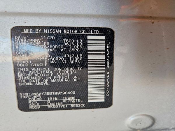 2021 NISSAN ARMADA SL — VINS