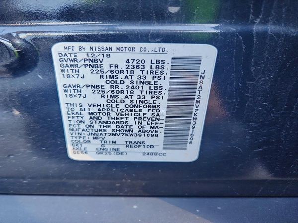2019 NISSAN ROGUE — VINS