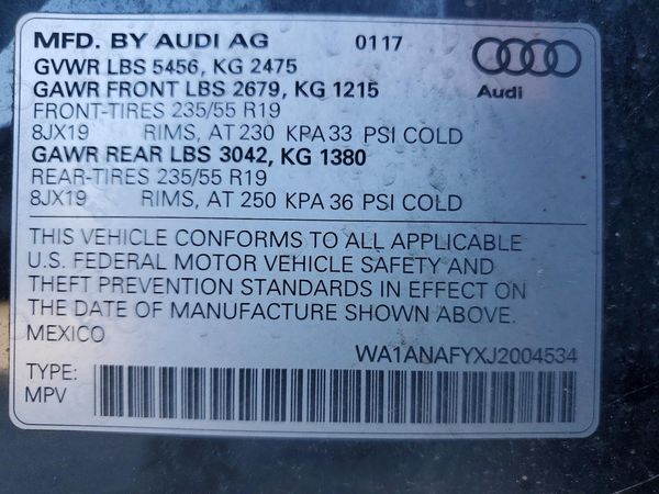 2018 AUDI Q5 quattro Premium — VINS