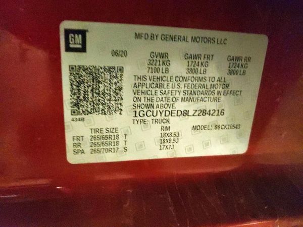 2020 CHEVROLET SILVERADO LT — VINS