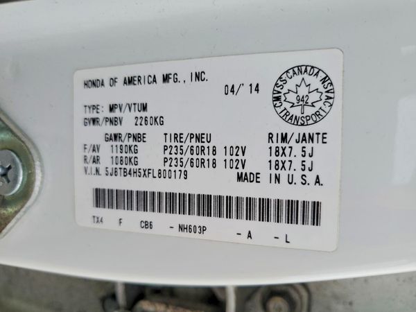 2015 ACURA RDX Technology Package — VINS