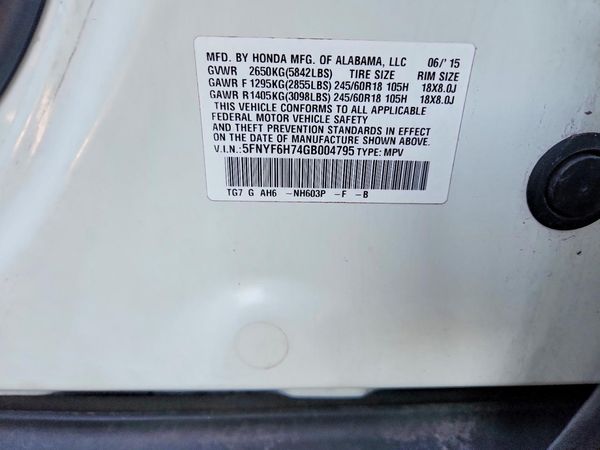 2016 HONDA PILOT EXL-N — VINS