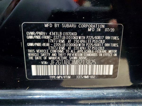 2021 SUBARU CROSSTREK Base+ES — VINS