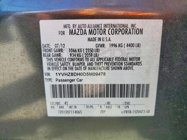 2013 MAZDA 6 Touring