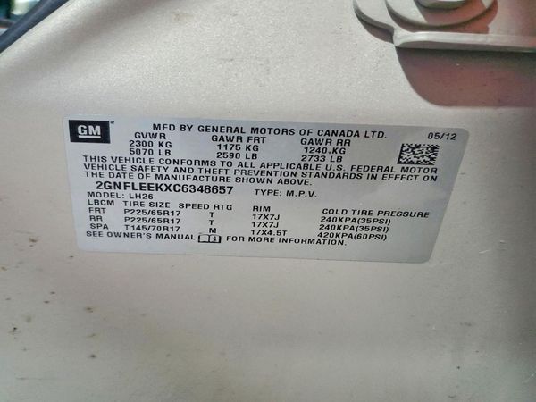 2012 CHEVROLET EQUINOX 1LT