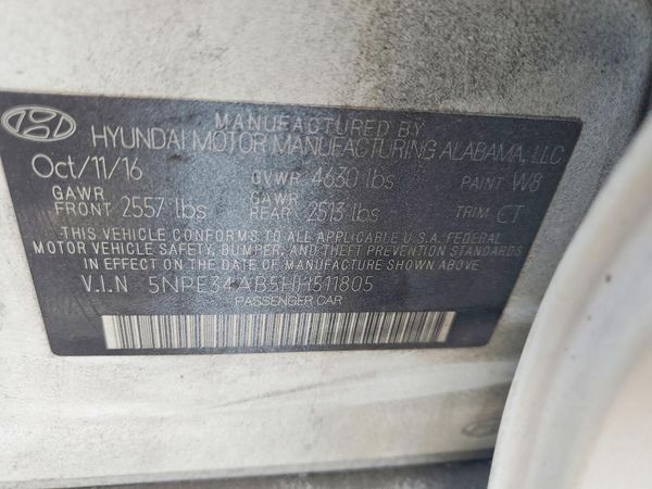 2017 HYUNDAI SONATA — VINS