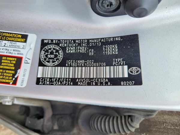 2013 TOYOTA CAMRY Hybrid — VINS