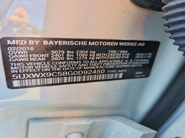 2016 BMW X3 xDrive28i — VINS