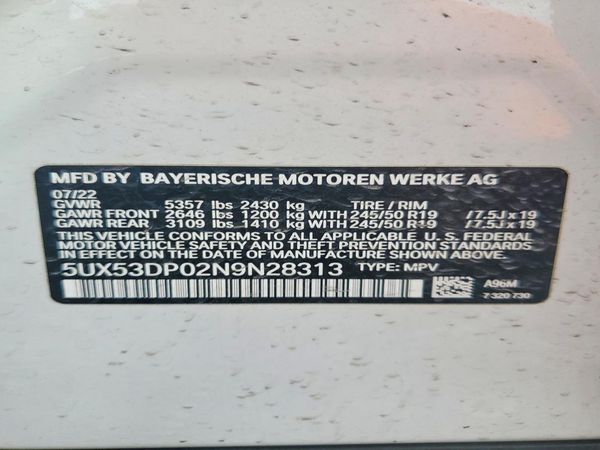 2022 BMW X3 — VINS