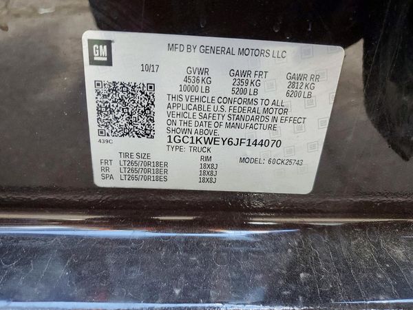 2018 CHEVROLET SILVERADO LTZ — VINS