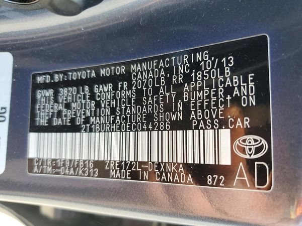 2014 TOYOTA COROLLA L/LE