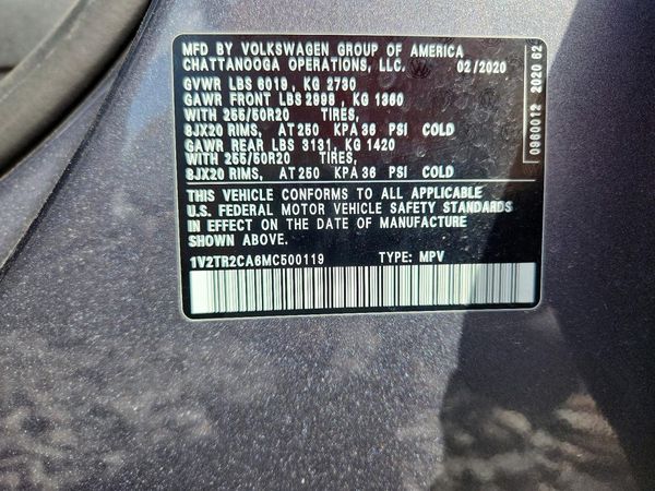 2021 VOLKSWAGEN ATLAS 4Motion SEL Premium — VINS