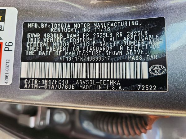 2017 TOYOTA CAMRY LE/SE/XLE/XSE