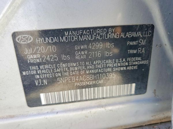 2013 HYUNDAI SONATA Middle-low level — VINS