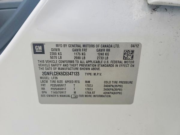 2012 CHEVROLET EQUINOX LS — VINS