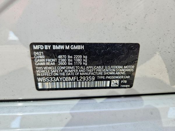 2021 BMW M3 — VINS