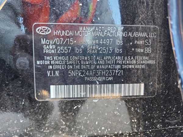 2015 HYUNDAI SONATA SE, ECO