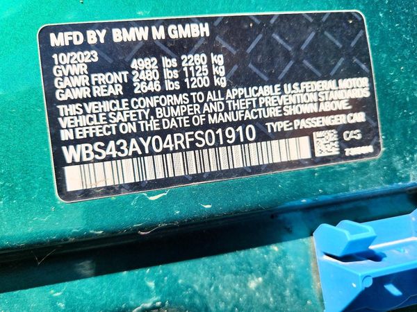 2024 BMW M3 M3 xDrive Competition — VINS