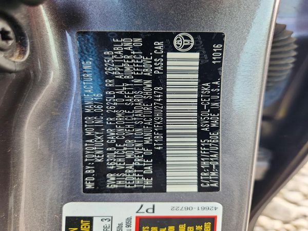 2017 TOYOTA CAMRY LE/SE/XLE/XSE