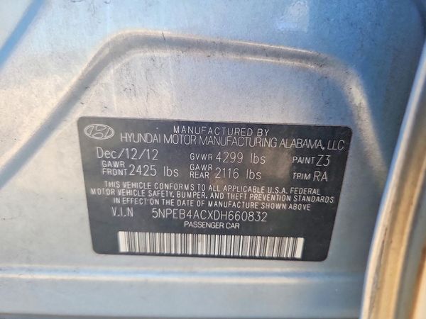 2013 HYUNDAI SONATA GLS/ GLS Popular — VINS