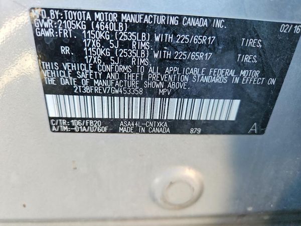 2016 TOYOTA RAV4 — VINS