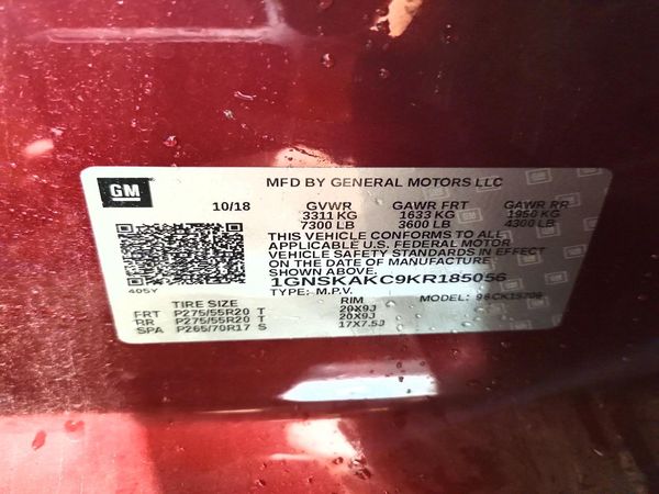 2019 CHEVROLET TAHOE LS — VINS