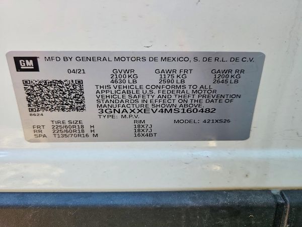2021 CHEVROLET EQUINOX Premier (1LZ) — VINS