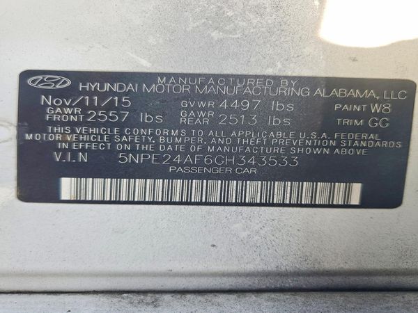 2016 HYUNDAI SONATA — VINS