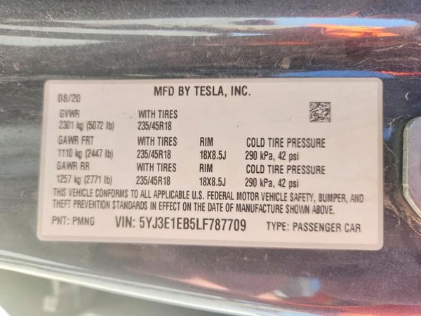 2020 TESLA MODEL 3